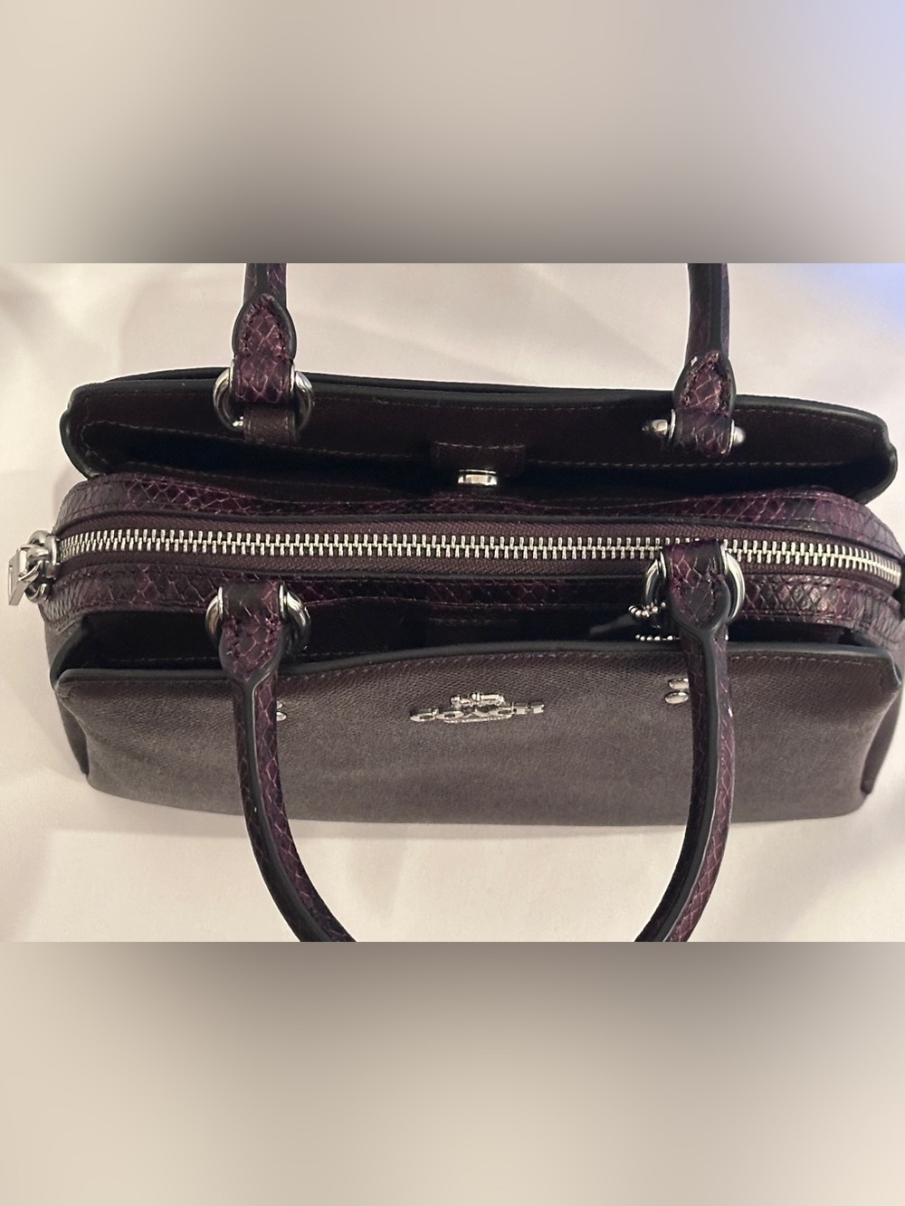 Coach Dark Brown / Mahogany Leather Satchel Top Handle Crossbody Purse NWOT - Picture 6 of 14